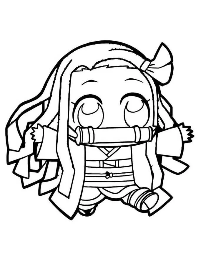 Tô màu Nezuko Chibi - Trang Tô Màu Cho Bé