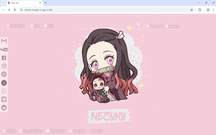 Demon Slayer Nezuko Chibi Wallpaper New Tab - Cửa hàng Chrome trực tuyến