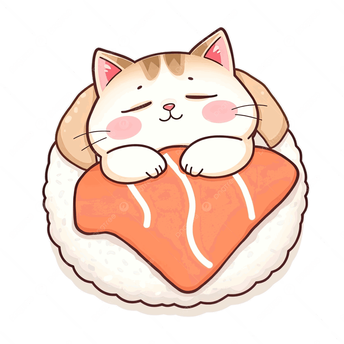 Hình ảnh Con Mèo Sushi Chibi Ngủ Trên Cá Hồi PNG , Chibi, Sushi, Con Mèo  PNG trong suốt và Vector để tải xuống miễn phí