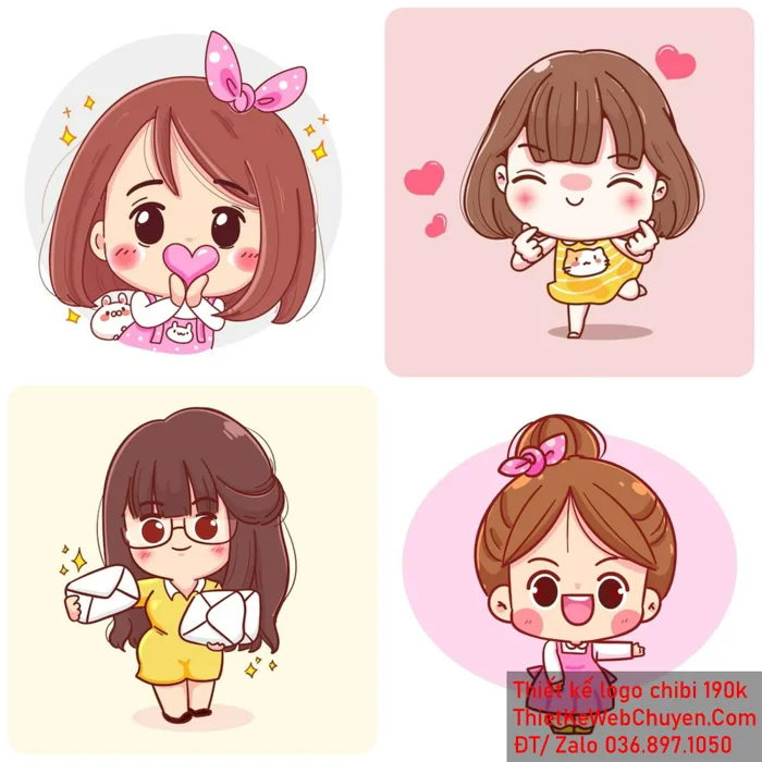 Chibi nữ cute, THIẾT KẾ CHIBI 190K ĐẸP ĐỘC ĐÁO