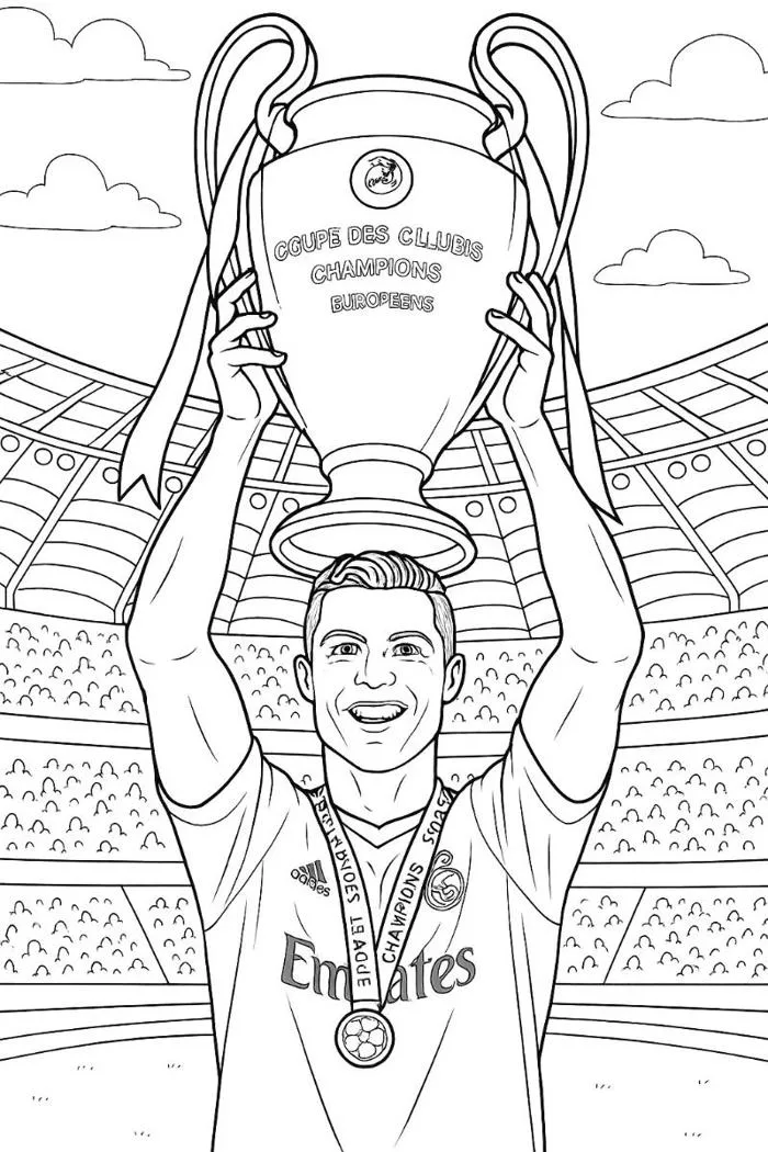 Tranh tô màu Ronaldo đẹp cho bé – Bộ sưu tập dễ in 2025
