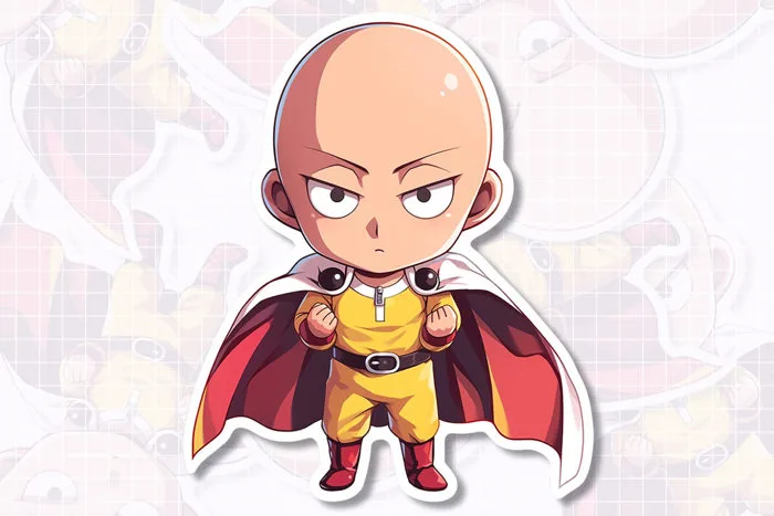 One-Punch Man Serious Chibi Saitama 💢🤨 | Free PNG Sticker