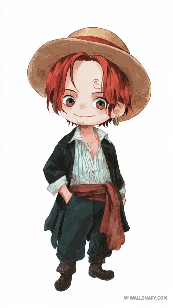 Chibi red hair shanks cute anime mobile wallpaper 4k