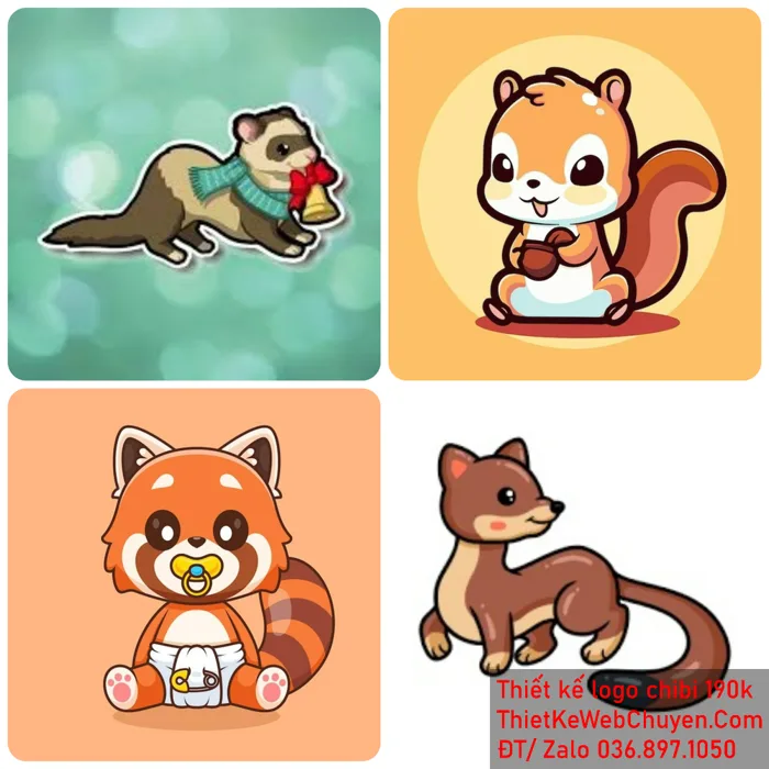 Con Chồn Chibi ( Chibi Ferret ), THIẾT KẾ CHIBI 190K CUTE ĐÁNG YÊU