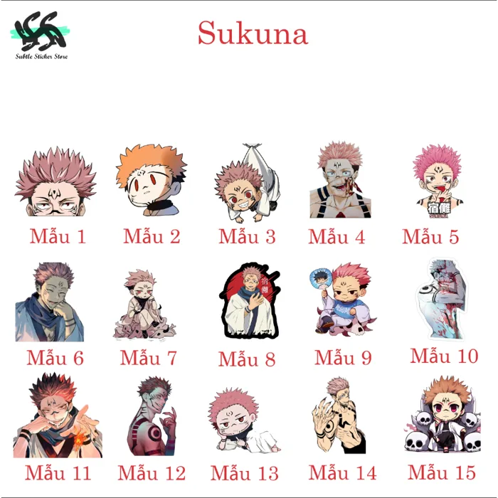 Jujutsu Kaisen] - Set 10/15 Sticker Ryomen Sukuna/Sukuna anime Chú thuật  hồi chiến - jjk hình dán chống nước chống xước | Shopee Việt Nam