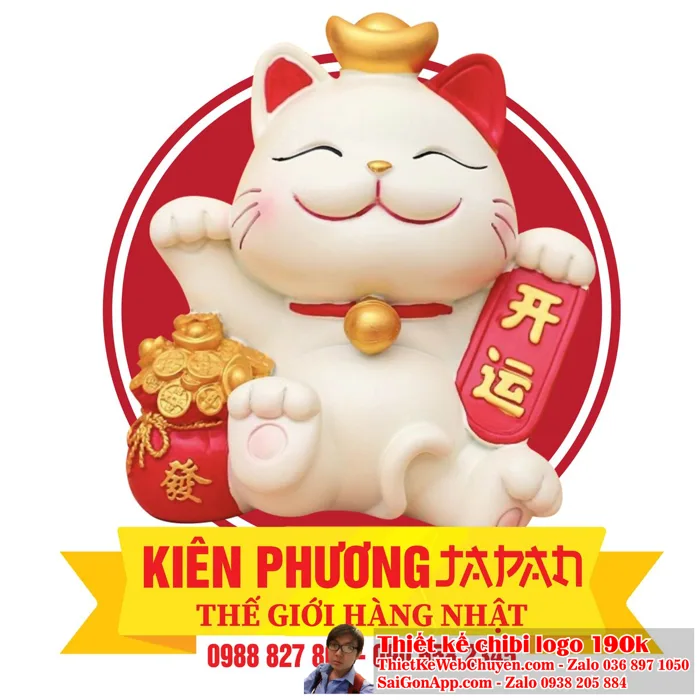 Vẽ chibi mèo thần tài để thiết kế logo 300K
