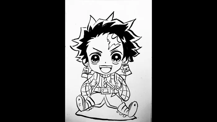 Hướng dẫn vẽ anime Kamado tanjirou | Thanh gươm diệt quỷ| Vẽ chibi.
