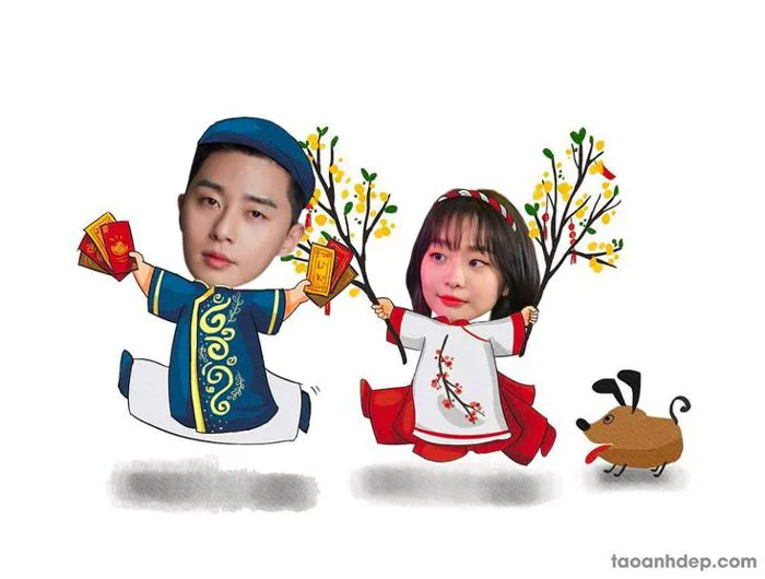 Ghép mặt của bạn vào ảnh tết 2026 chibi dễ thương