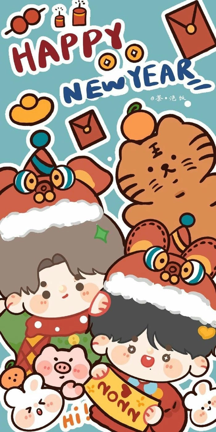 Tuyển chọn ảnh chibi Tết cute tặng bạn bè đầu năm