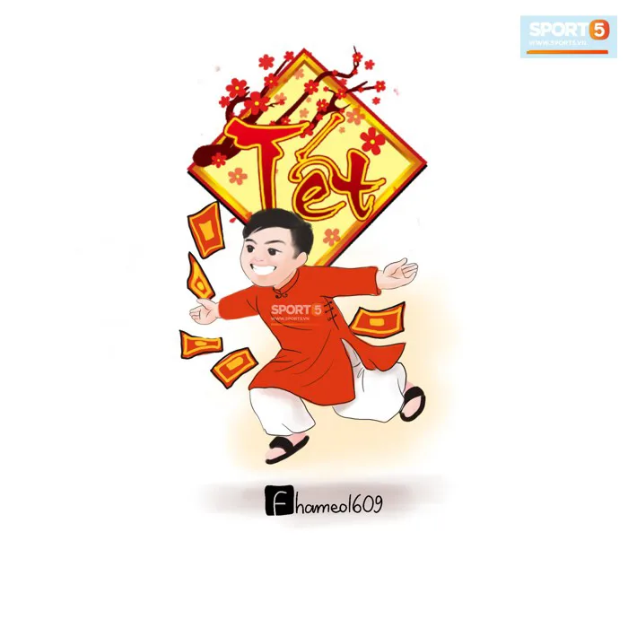 Chiêm ngưỡng loạt ảnh chibi Công Phượng, Quang Hải mặc áo dài đón Tết yêu  ngất ngây