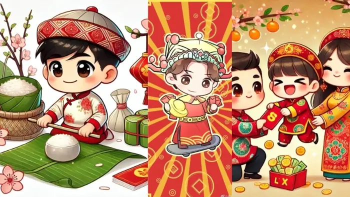 Tuyển chọn ảnh chibi Tết cute tặng bạn bè đầu năm