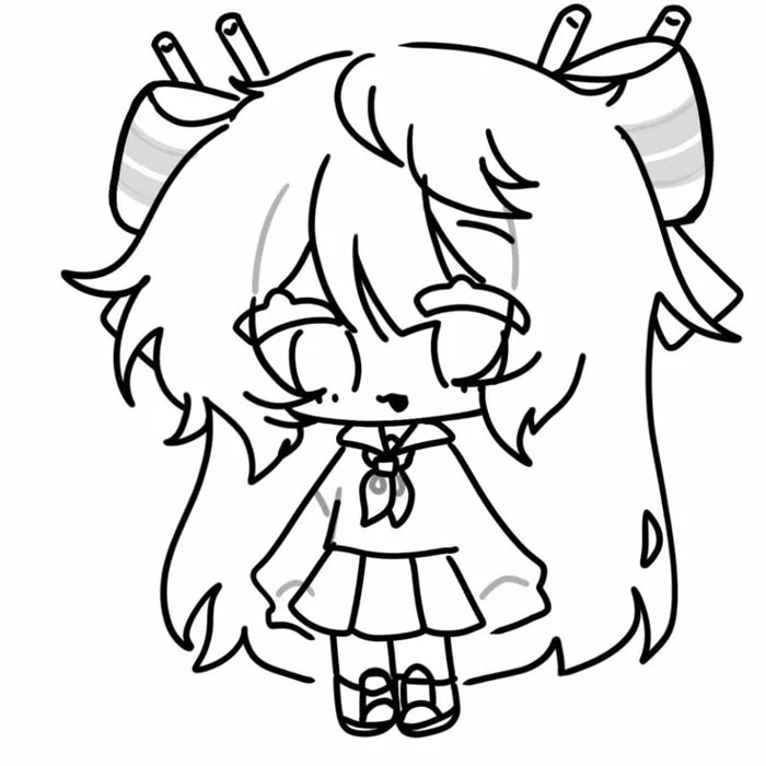 Chibi cute tô màu | Hình vẽ anime không màu, Anime nữ cute dễ vẽ, Chibi