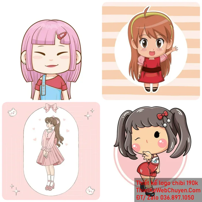 Hình Cô Gái Chibi Tóc Dài, THIẾT KẾ 190K CUTE ĐÁNG YÊU