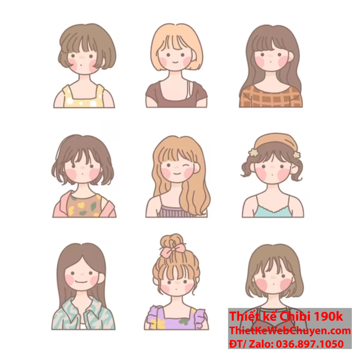 Kiểu tóc chibi ( chibi hair ), THIẾT KẾ CHIBI 190K CUTE ĐÁNG YÊU