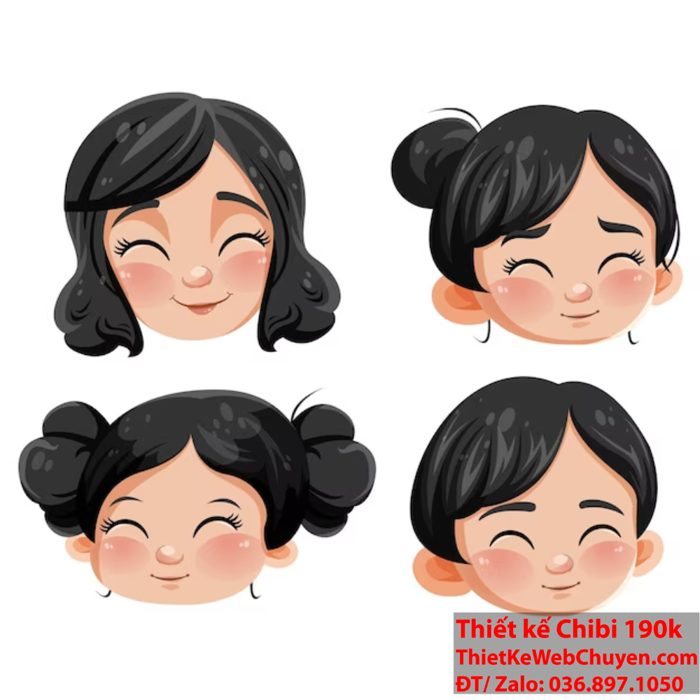 Kiểu tóc chibi ( chibi hair ), THIẾT KẾ CHIBI 190K CUTE ĐÁNG YÊU