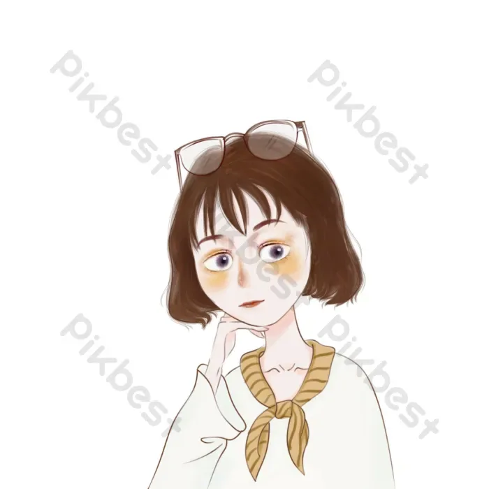 Tải miễn phí Cô Gái Tóc Ngắn Avatar Dễ Thương đeo Kính Hoạt Hình Bằng Tay Công cụ đồ họa | PSD chuyên nghiệp - Pikbest