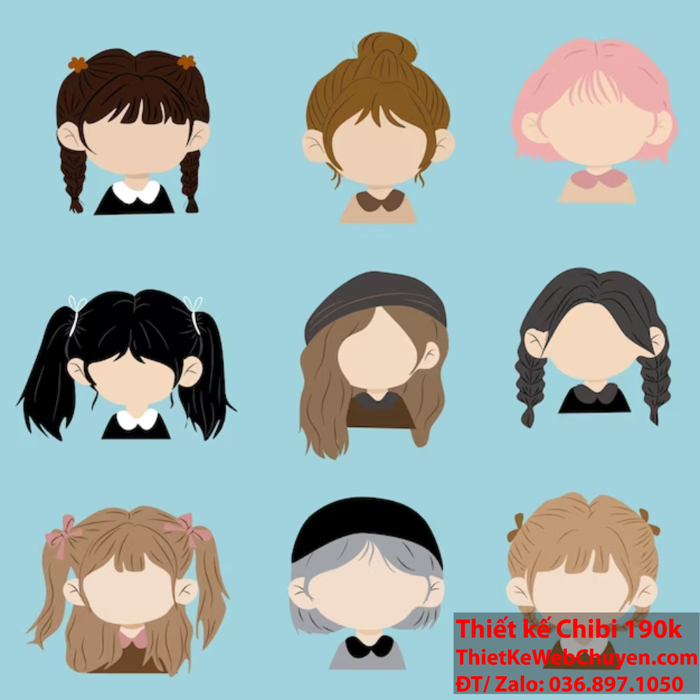 Kiểu tóc chibi ( chibi hair ), THIẾT KẾ CHIBI 190K CUTE ĐÁNG YÊU