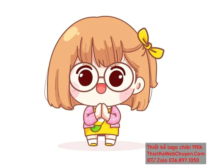 Vẽ chibi bé gái áo hồng để thiết kế logo
