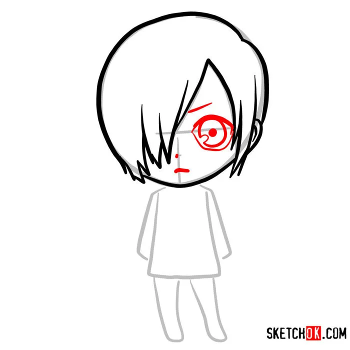 How to Draw Touka Kirishima Chibi Version in 10 Steps