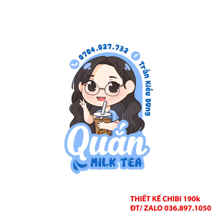 MẪU THIẾT KẾ LOGO CHIBI CUTE QUÁN TRÀ SỮA