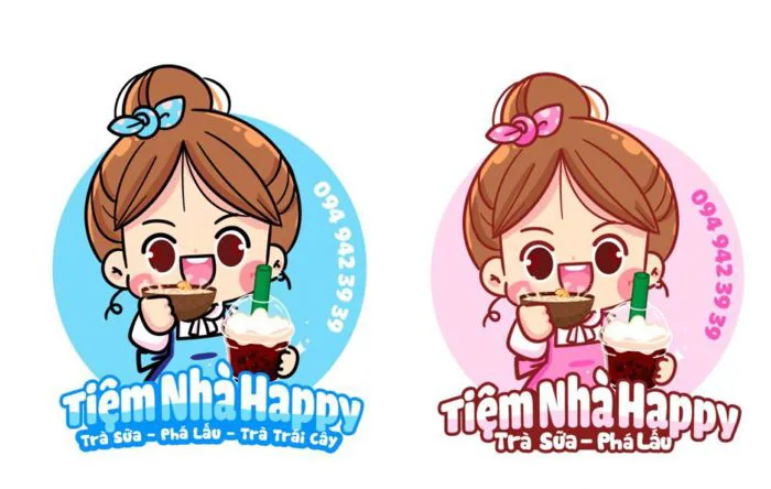 THIẾT KẾ LOGO CHIBI QUÁN TRÀ SỮA, BÁNH CAKE 190K DỄ THƯƠNG -  logobamboo.com.vn