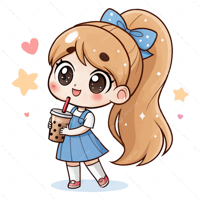 Hình ảnh Cô Gái Chibi Quyến Rũ đang Thưởng Thức Trà Sữa Minh Họa PNG , Cô  Gái Chibi, Trà Sữa, Phim Hoạt Hình Dễ Thương PNG trong suốt và Vector để