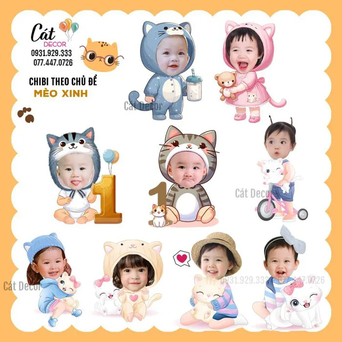 CÁC MẪU ẢNH CHIBI SINH NHẬT CHO BÉ | 0931929333