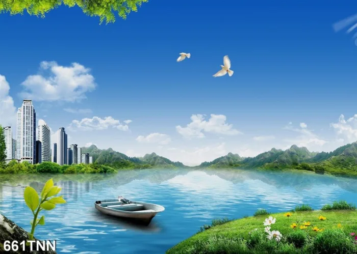 Tranh phong cảnh bình yên trên sông