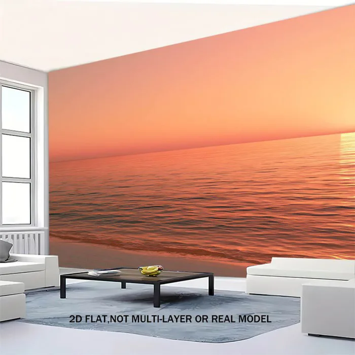 Tấm thảm Polyester] Phong cách chữa bệnh Phong cảnh biển Chạng vạng Trang  trí tường Tấm thảm phong cảnh Bắc Âu Phòng khách Phòng ngủ TV Nền tường Vải  nền ảnh đơn