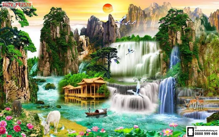 88 mẫu Tranh kính 3D phong cảnh - phong thủy đẹp 8/2026