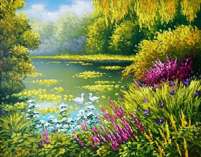 101 mẫu tranh phong cảnh hồ nước đẹp nhất, chất lượng cao, tải miễn phí
