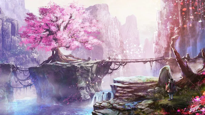 Hình nền anime phong cảnh hoa anh đào tuyệt đẹp
