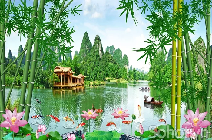 Tranh phong cảnh-Gạch tranh hoa sen - Hà Nội - SoHot.vn
