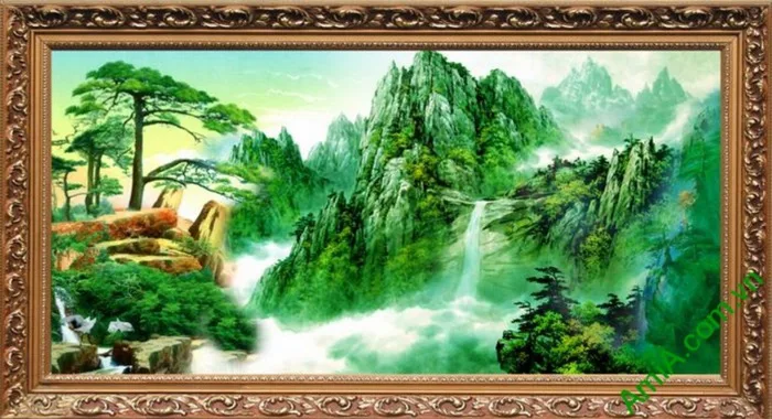Hình ảnh tranh phong cảnh thiên nhiên núi non hùng vĩ