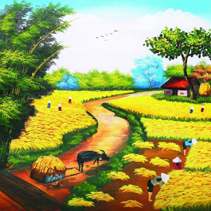 Tranh 3D phong cảnh đồng quê
