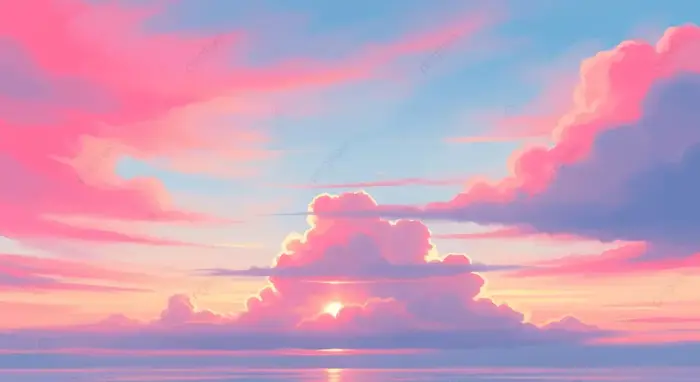 Hình nền Nền Một Cảnh Hoàng Hôn Thanh Bình Theo Phong Cách Anime Với Những  đám Mây Màu Hồng Và Tím Rực Rỡ Phản Chiếu Trên đại Dương êm đềm, Bầu Trời,