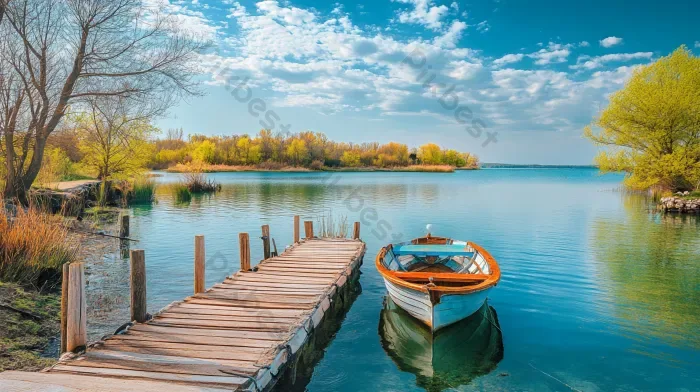 Tải miễn phí Phong Cảnh Hồ Serene Có Thuyền Hàng Và Cây Cầu Gỗ Mộc Mạc Dưới  Bầu Trời Tuyệt đẹp Nền | PNG chuyên nghiệp - Pikbest