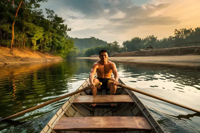 Phong Cảnh Đông Nam Á Mộc Mạc Với Người Chèo Thuyền Trên Mặt Nước Sông Phản  Chiếu Ảnh Và Hình ảnh Để Tải Về Miễn Phí - Pngtree