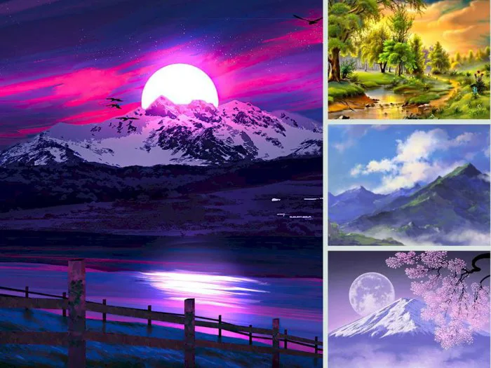 101 mẫu tranh phong cảnh núi đẹp nhất, chất lượng cao, tải miễn phí