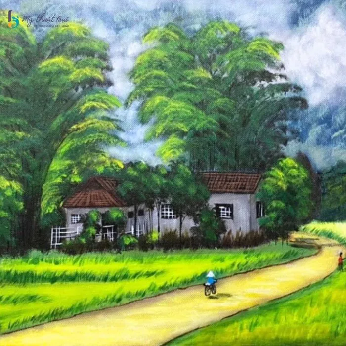 99+ bức tranh phong cảnh quê hương, làng quê Việt Nam đẹp và ý nghĩa