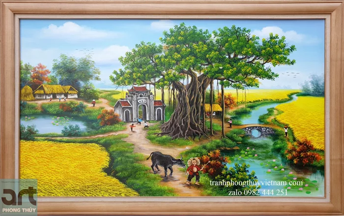 Tranh phong cảnh quê hương làng quê Việt Nam - Tranh Phong Thủy