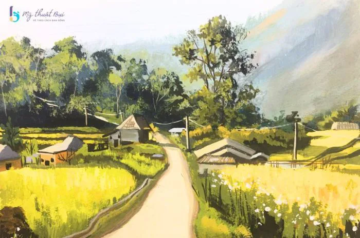 99+ bức tranh phong cảnh quê hương, làng quê Việt Nam đẹp và ý nghĩa