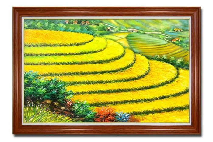 98+ Tranh ruộng bậc thang mùa lúa chín - Ý nghĩa phong thủy