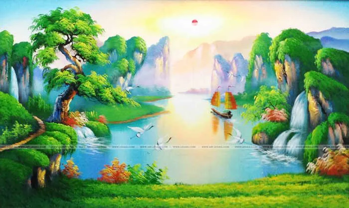 Vẽ tranh sơn dầu phong cảnh thiên nhiên sơn thủy
