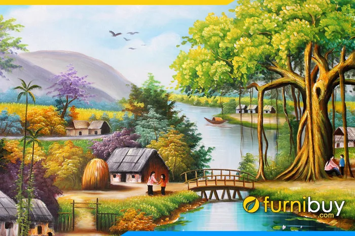 Tranh sơn dầu phong cảnh nông thôn Việt Nam TSD 431
