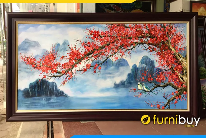 Tranh sơn dầu khổ lớn phong cảnh cành đào Amia TSD 403 | Nội thất FurniBuy