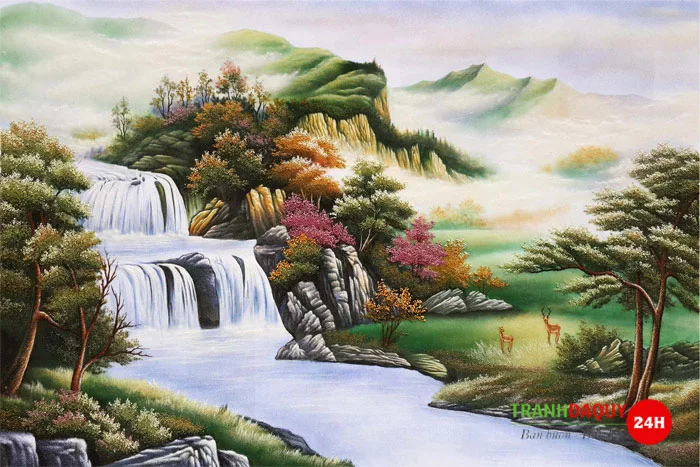 Tranh đá quý phong cảnh sơn thủy V144 MẪU TRANH PHONG CẢNH TUYỆT ĐẸP
