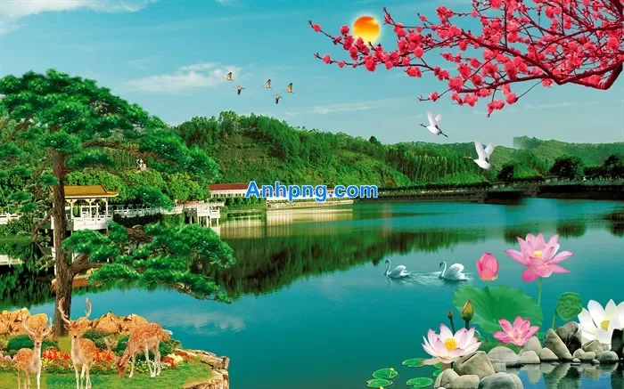 Tranh phong cảnh sơn thủy hữu tình mang lại tài lộc cho gia chủ -  Anhpng.com - Kho Tài Nguyên Thiết Kế: Ảnh Png, Vector, Corel, Ai, Psd