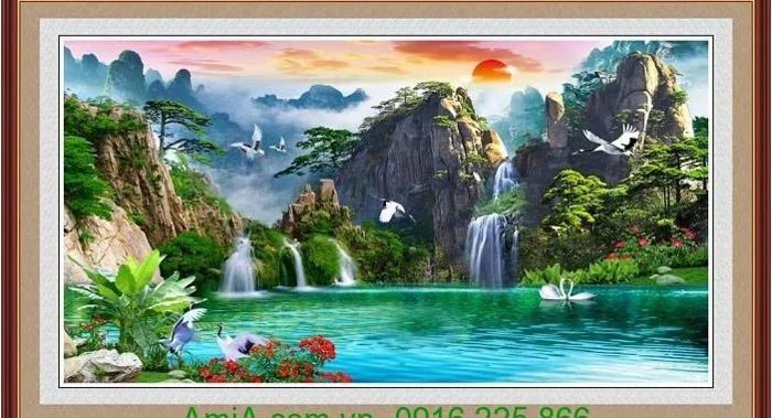 30 mẫu tranh sơn thủy treo phòng khách ý nghĩa - Amia