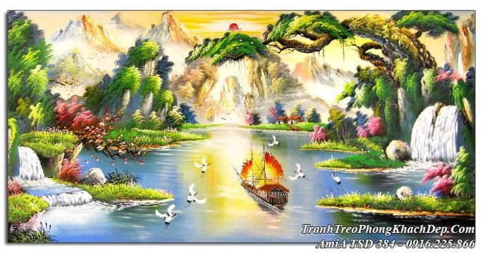 99+ tranh sơn thủy hữu tình treo phòng khách cực đẹp tại AmiA
